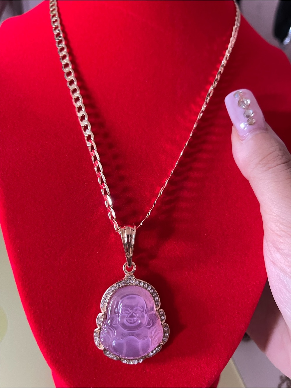 Lilac Laughing Buddha Necklace